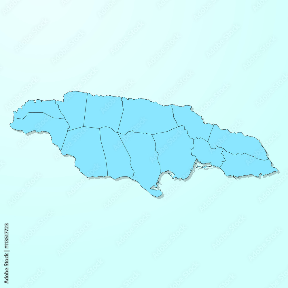 Fototapeta premium Jamaica blue map on degraded background vector