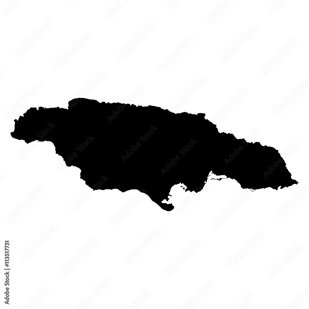 Jamaica black map on white background vector