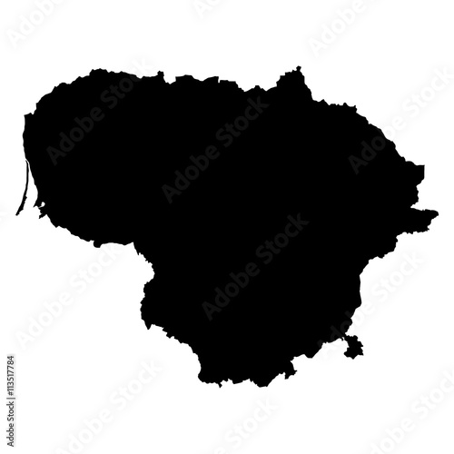 Lithuania black map on white background vector