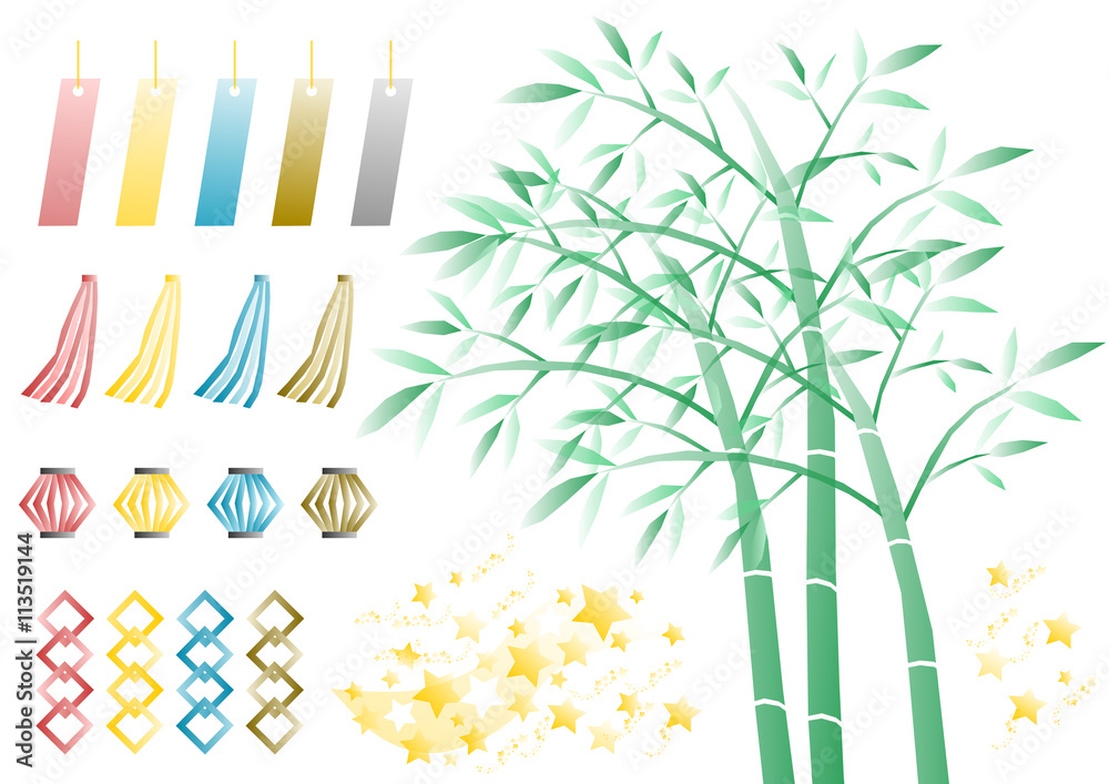 七夕飾りのイラストセット Stock ベクター Adobe Stock