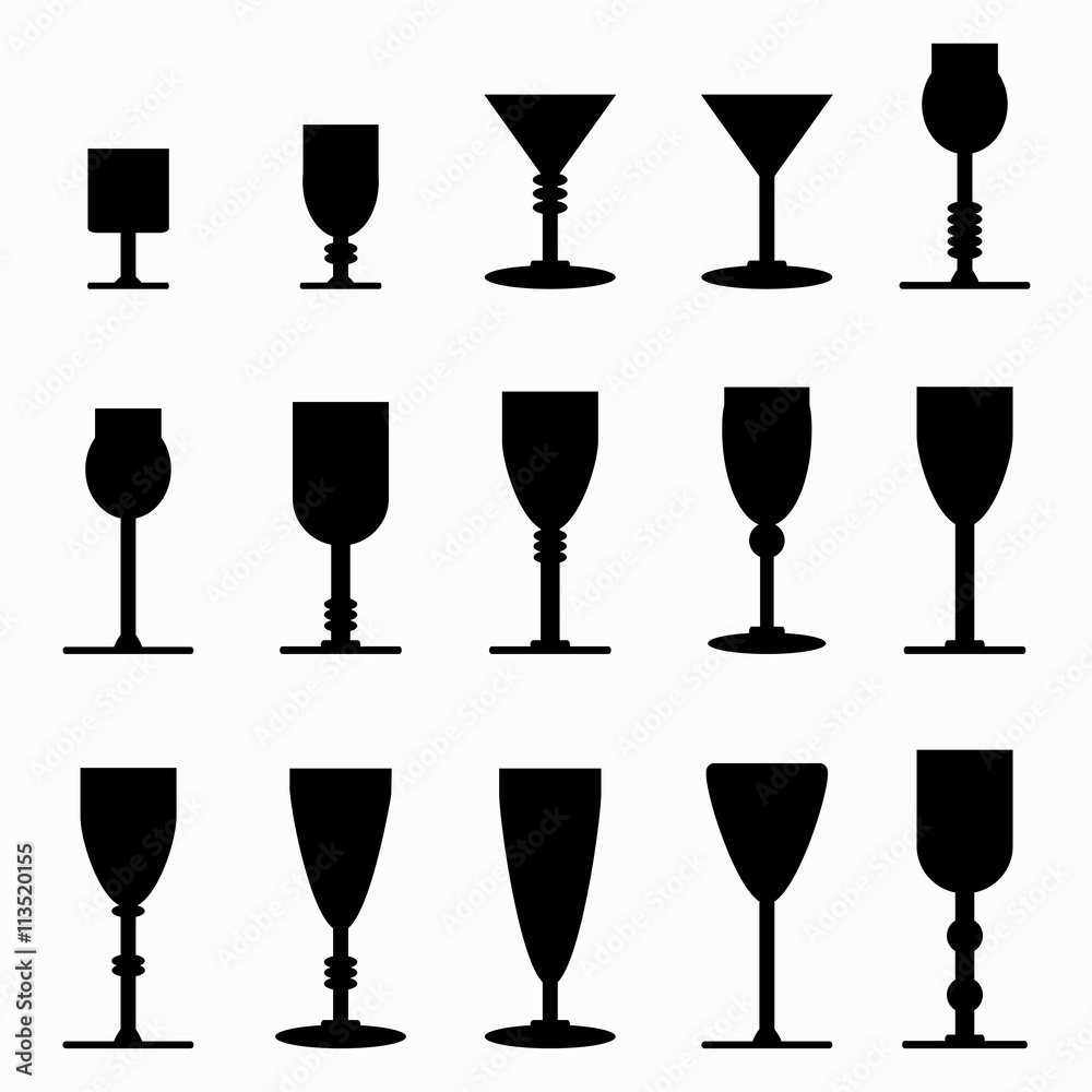 wine glasses monochrome icons wine glasses monochrome icons