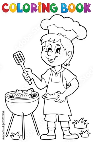 Coloring book barbeque theme 1