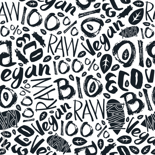 Raw vegan seamless pattern