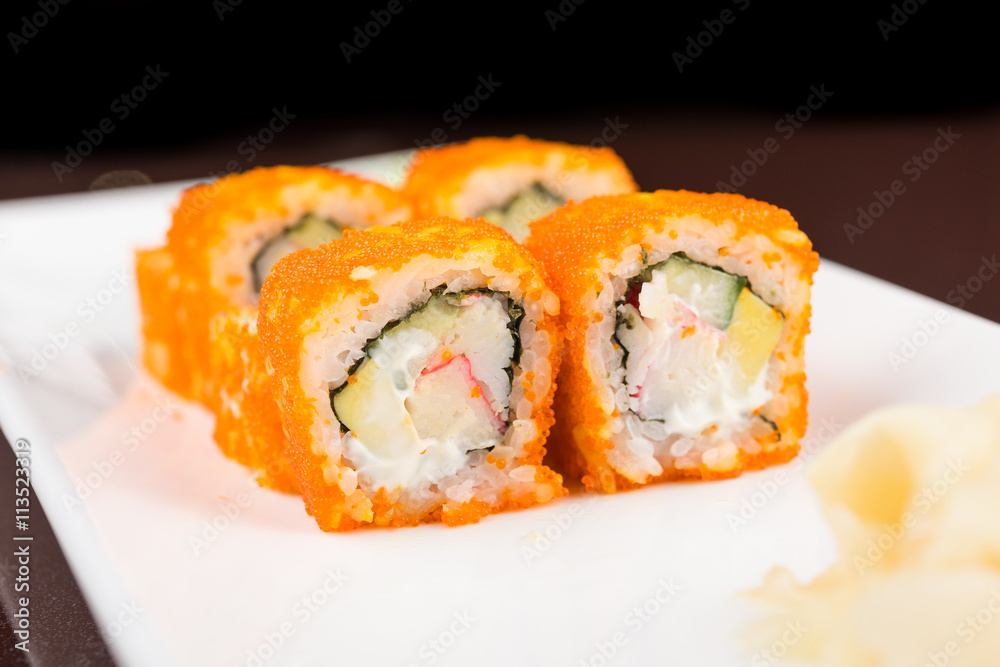 sushi rolls on white plate sushi rolls on white plate