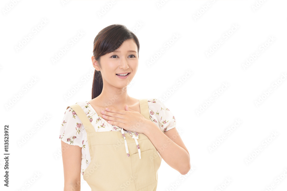 エプロンを着た女性 エプロンを着た女性