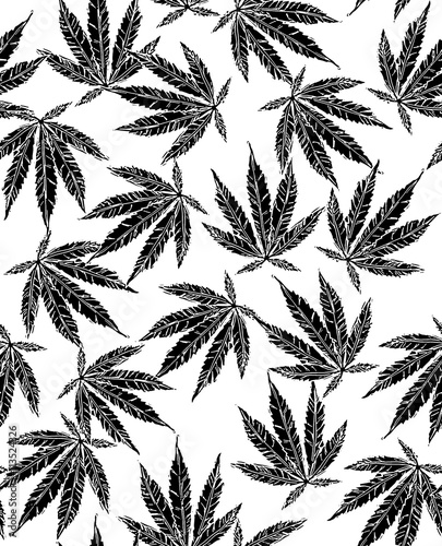 Ganja Weed Marijuana Seamless Vector Pattern Background