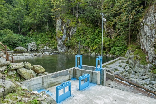 Micro hydro electric dam in Carpathian Mountains