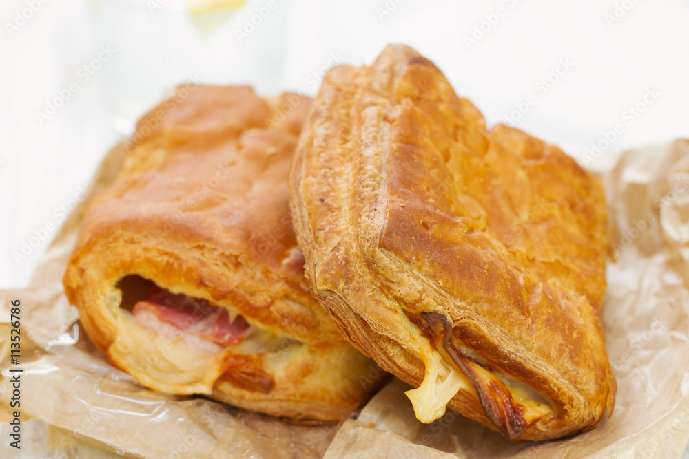 bread with ham and cheese with glass of water bread with ham and cheese with glass of water