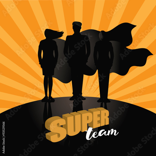 
Business team super heroes marketing poster background design. EPS 10 vector.