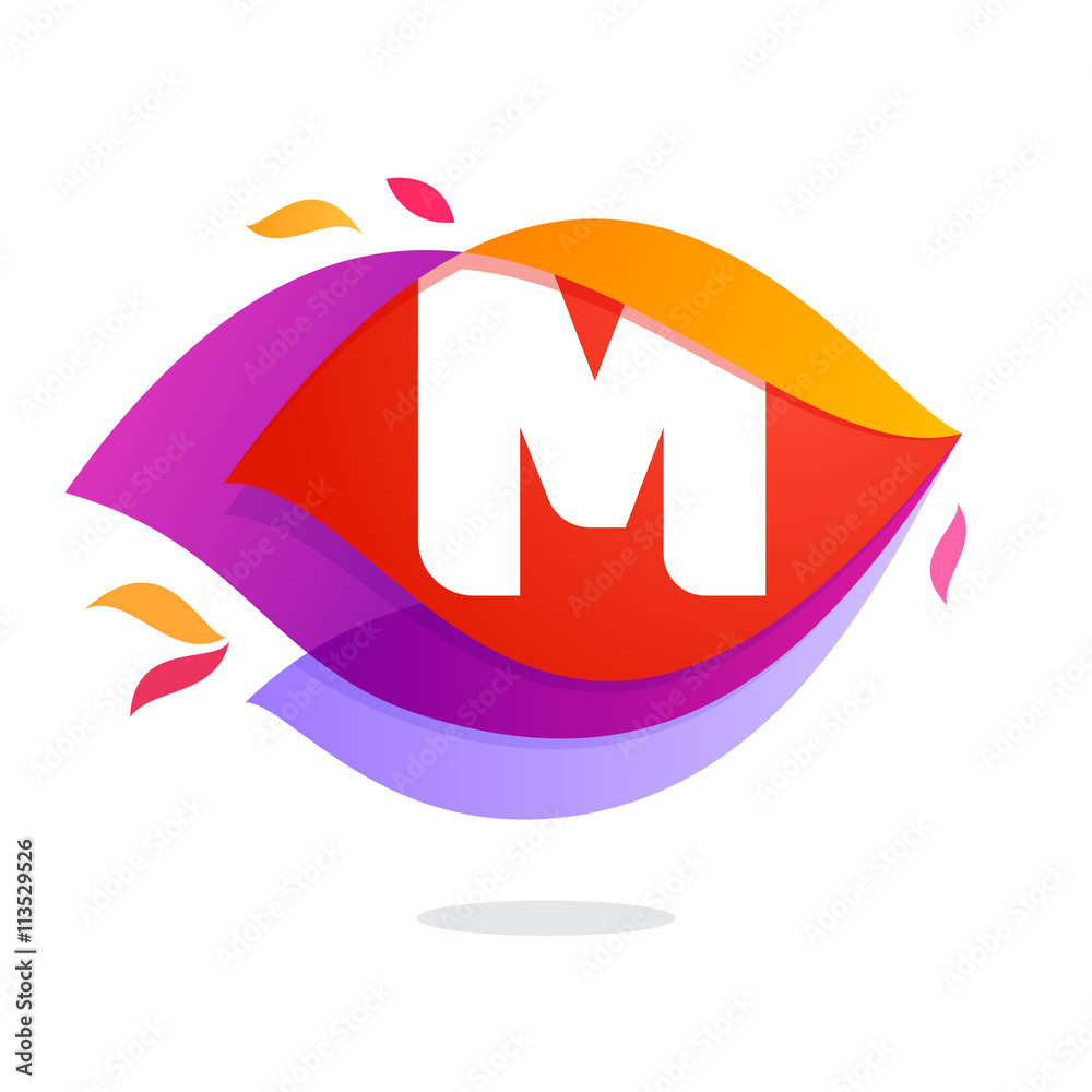 Obraz premium Letter M logo in flame intersection icon.