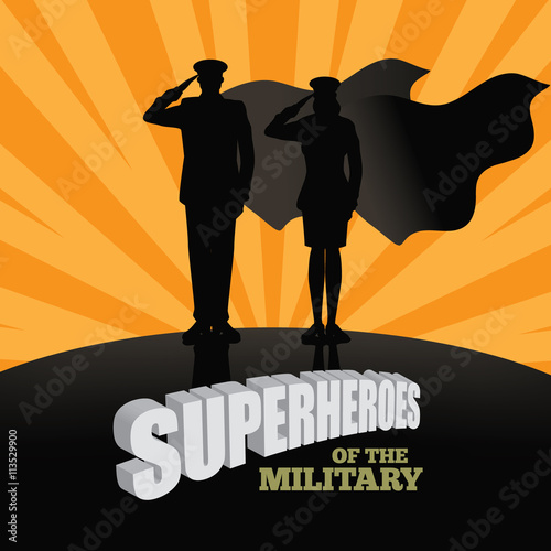 
Military super heroes marketing poster background design. EPS 10 vector.