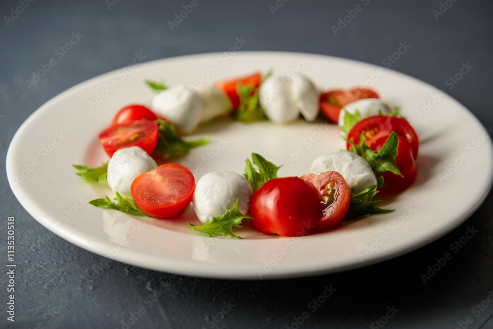 Close-up photo of caprese salad
