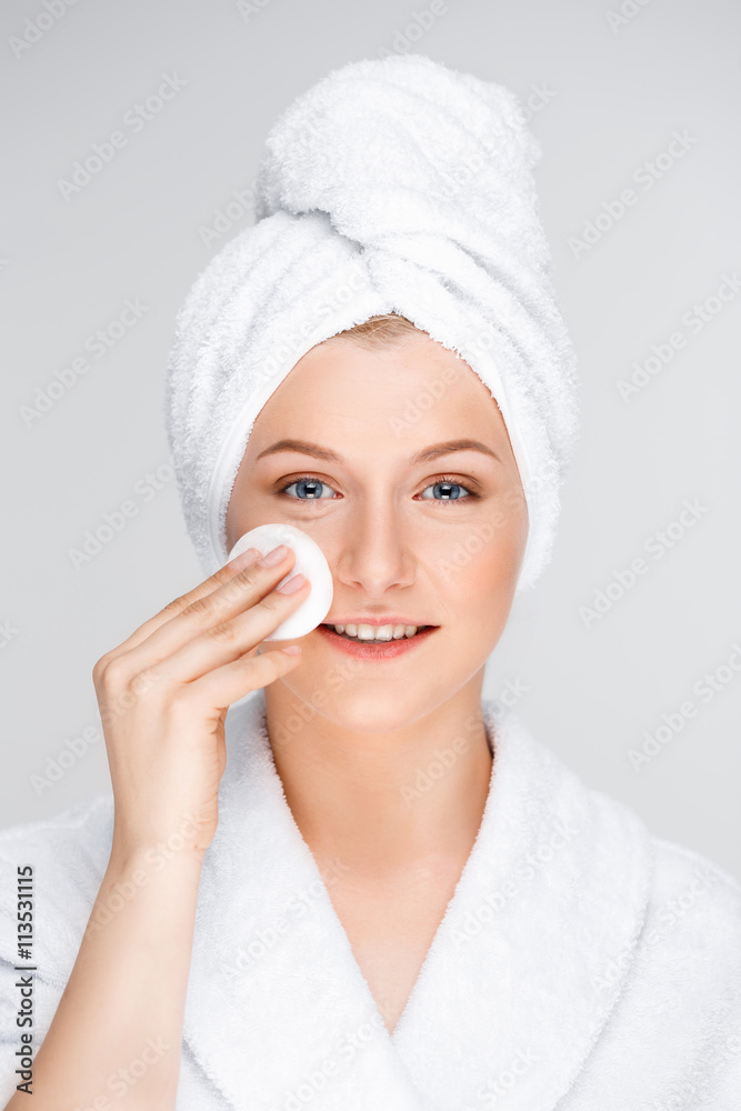 Portrait of young pretty girl over white background. Portrait of young pretty girl over white background.