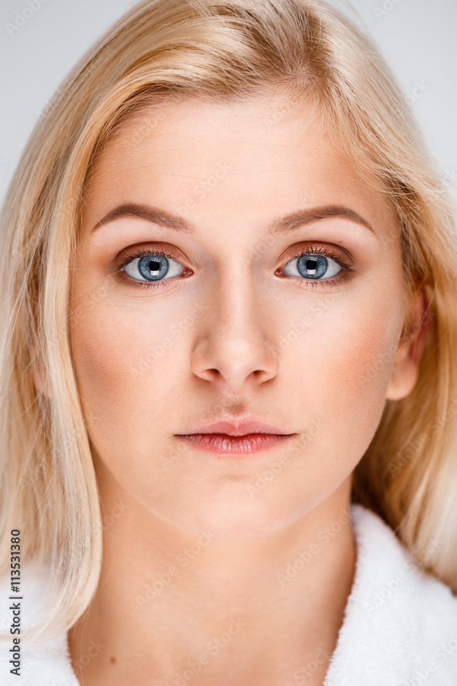 Portrait of young pretty girl over white background. Portrait of young pretty girl over white background.