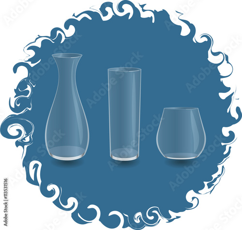 empty glass vase and two glass
