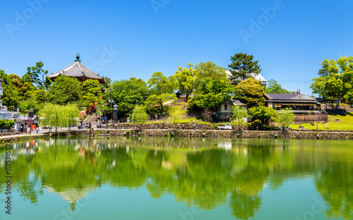 Fototapeta Naklejka Na Ścianę i Meble -  Kofuku-ji temple above Sarusawa-ike Pond in Nara