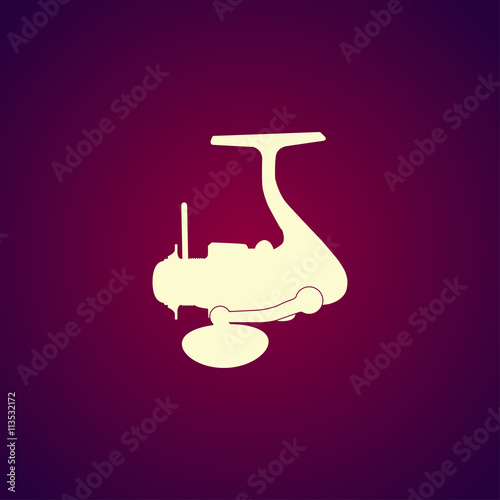 The isolated silhouettes of fishing reels spinning on a white background.