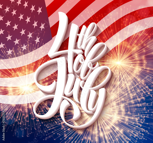 American Independence Day lettering design. A template background for greeting cards, posters, leaflets and brochure. Vector illustration