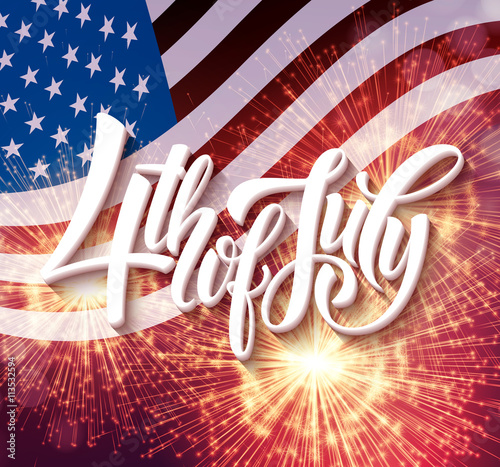 American Independence Day lettering design. A template background for greeting cards, posters, leaflets and brochure. Vector illustration