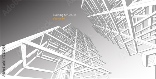 building structure abstract, 3d illustration, vector