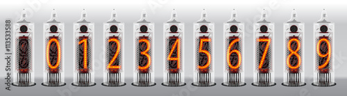 Digits on vintage vacuum tube display