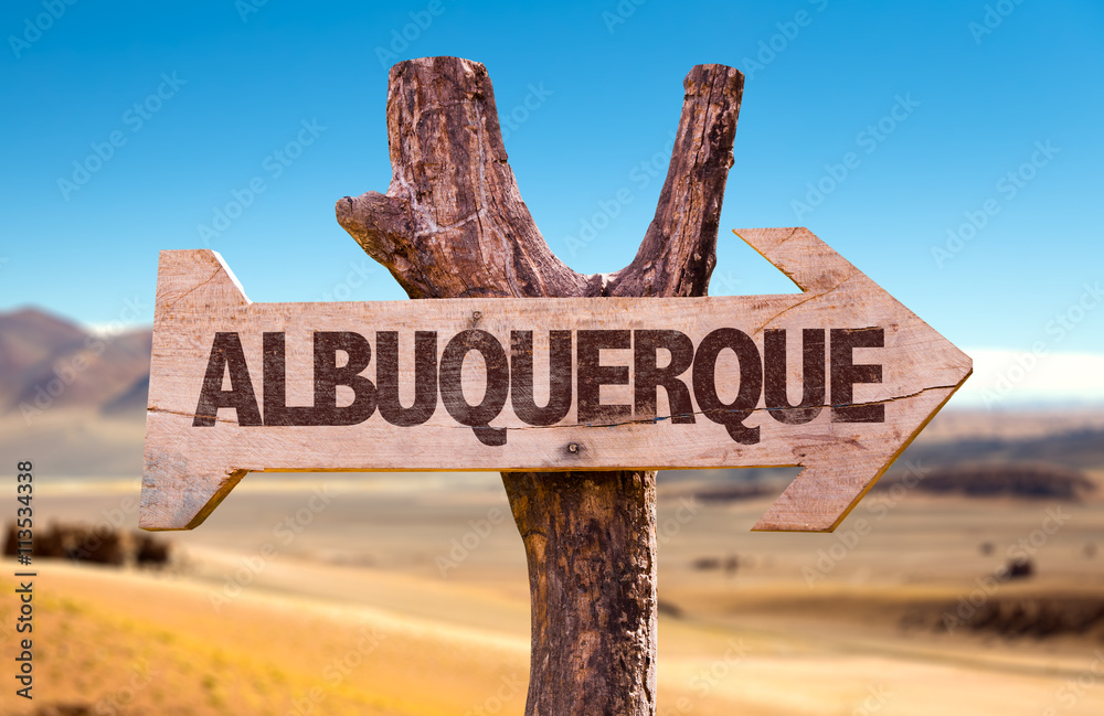 Albuquerque directional arrow in a desert