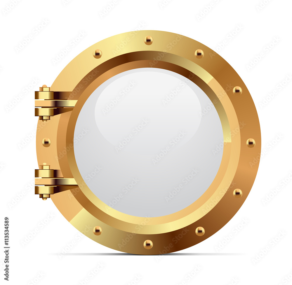 Ship metal porthole on white background Ship metal porthole on white background
