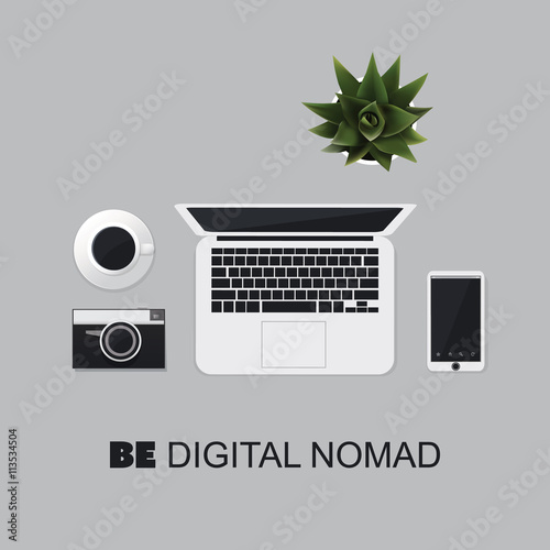 Be A Digital Nomad - Inspirational Quote, Slogan, Saying