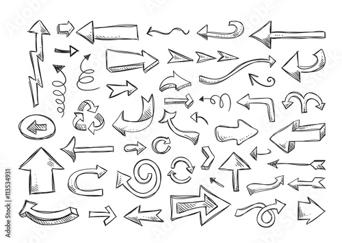 Hand drawn arrows vector set. Arrows design elements for infographics