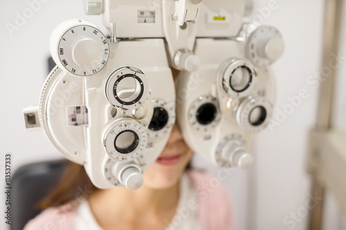 Woman doing eye test