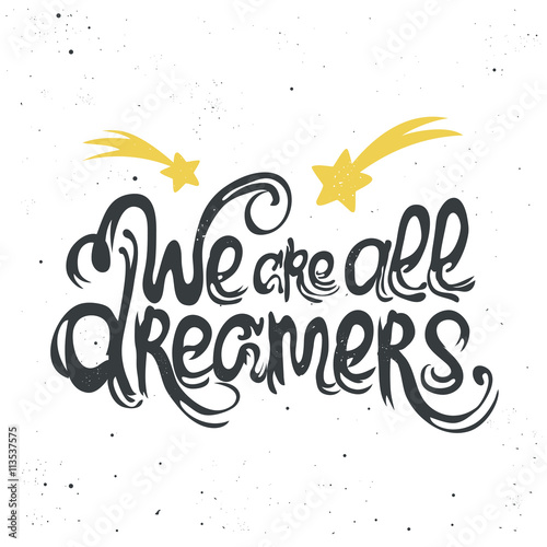 Inspiration typography poster with quote and falling stars
