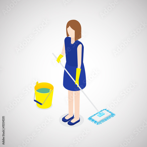 Woman cleaning the floor