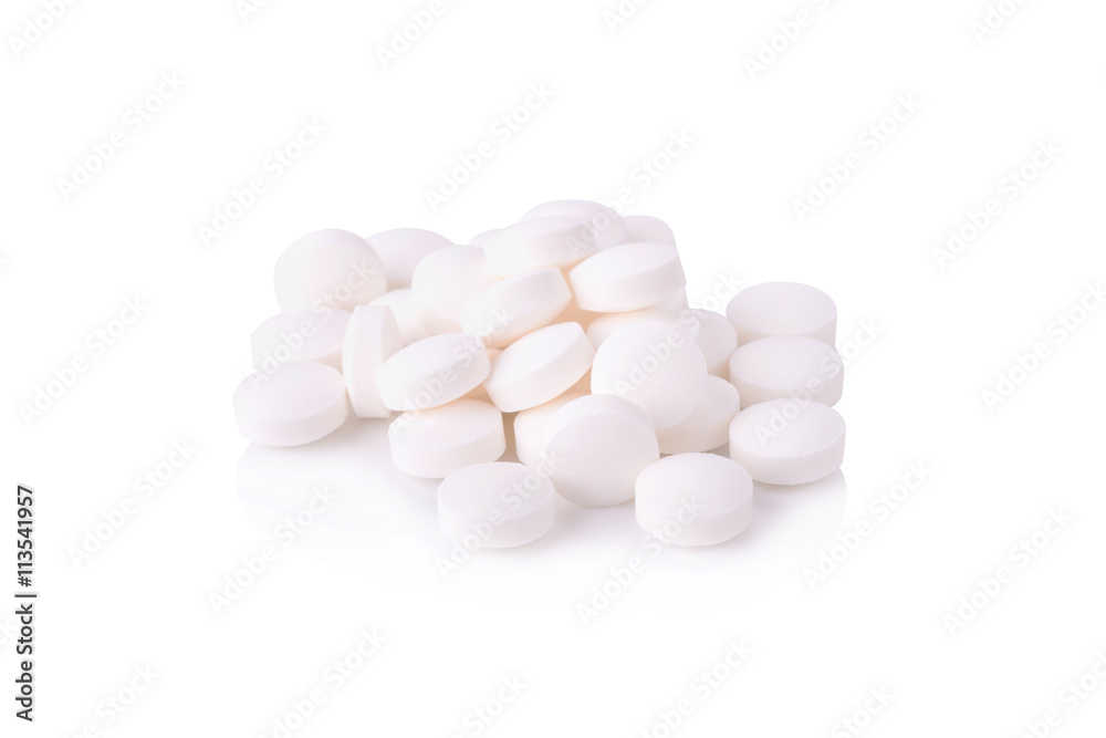 White pills on the white background White pills on the white background