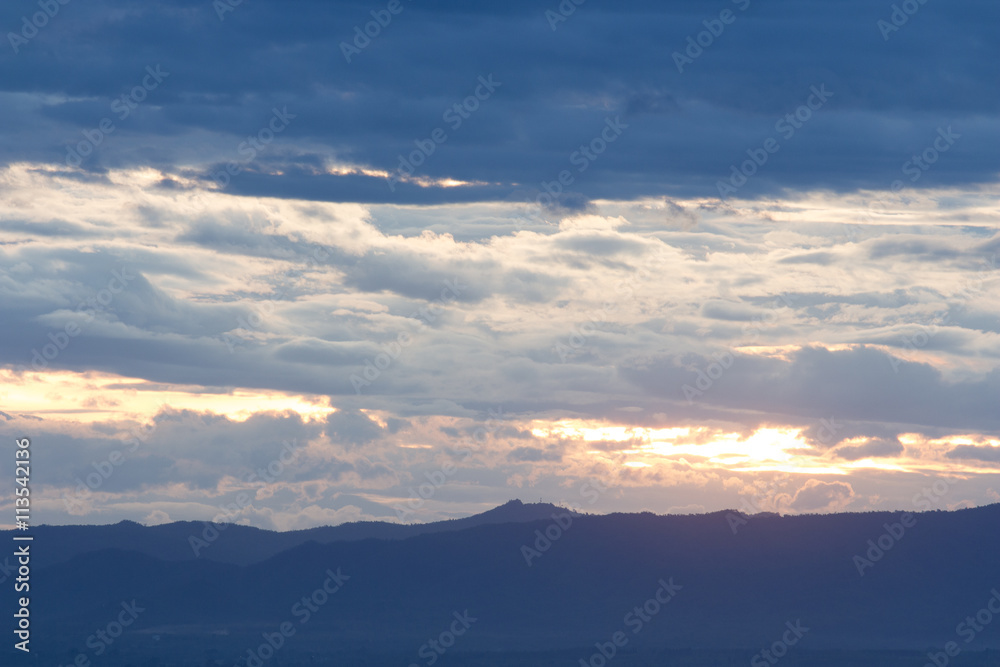 color of dramatic sky with cloud at sunset