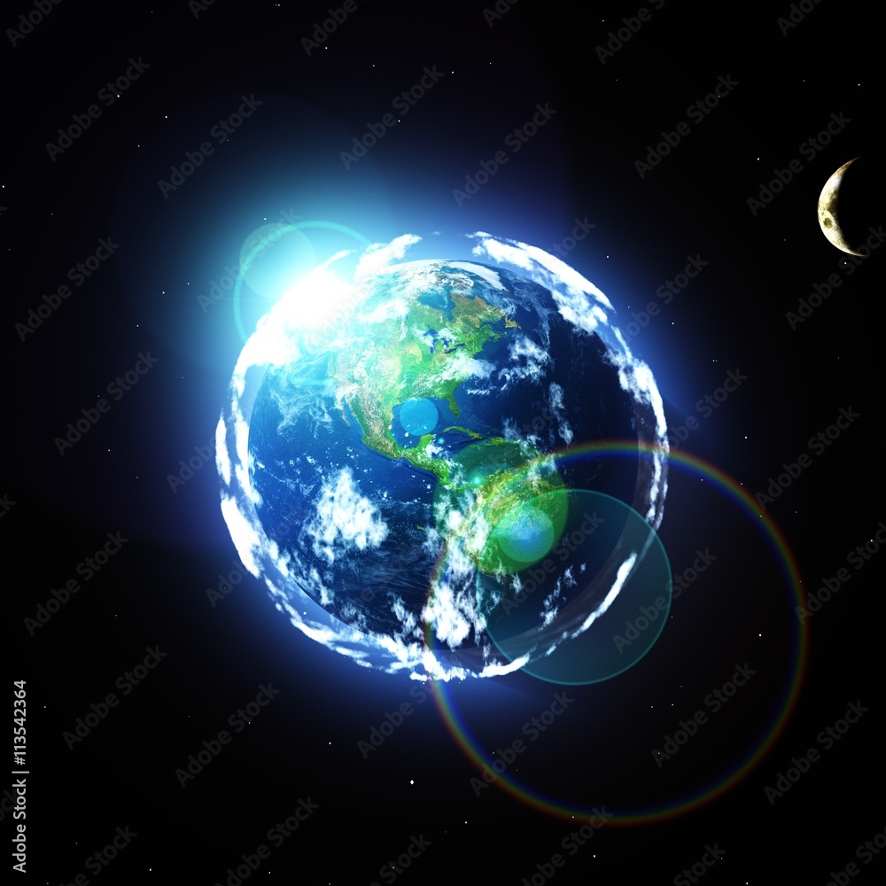 Sun over Earth planet Sun over Earth planet
