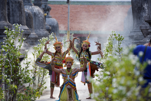 Manohra models : MANOHRA is folk dance in South of Thailand at Temple in Surat Thani Province, Thailand © thanatphoto