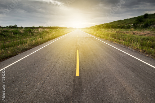 Natural asphalt road, horizontal photo.