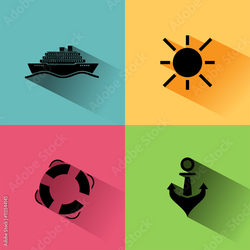 Conjunto de iconos de verano y vacaciones