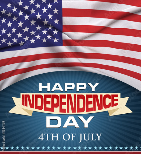 Independence day background and badge logo with US flag 4th of July