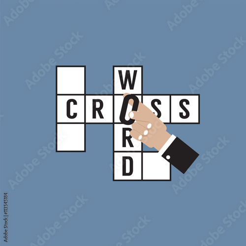 Flat Design Crossword Vector Illustration.