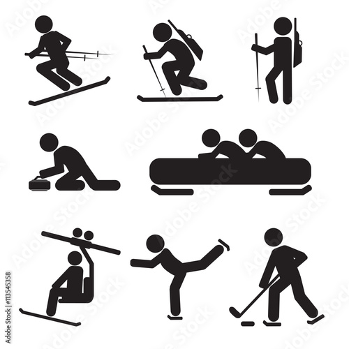 Winter Sport Icon Set Vector Illustration.