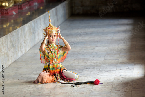 Manohra models : MANOHRA is folk dance in South of Thailand at Temple in Surat Thani Province, Thailand photo