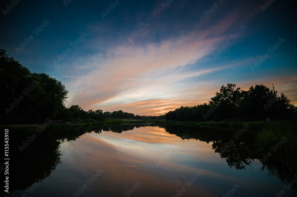 sunset on the lake