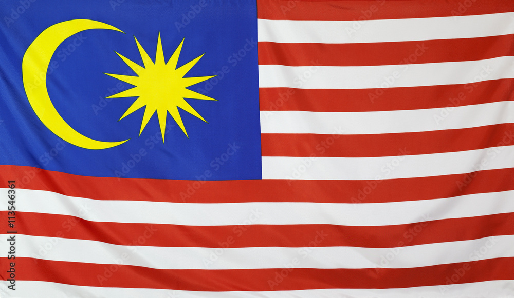 Malaysia Flag real fabric seamless close up Malaysia Flag real fabric seamless close up