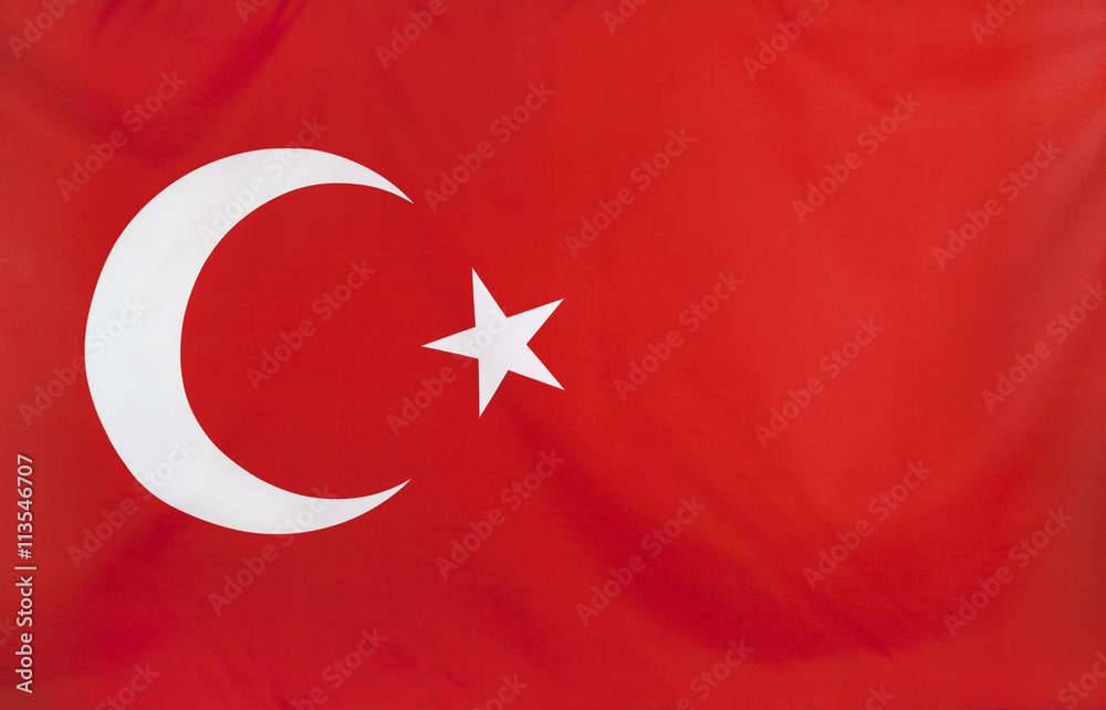  Turkey Flag real fabric seamless close up