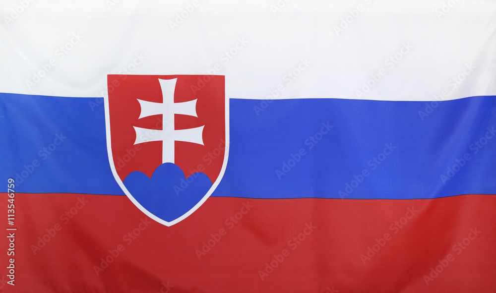 Obraz premium Slovakia Flag real fabric seamless close up
