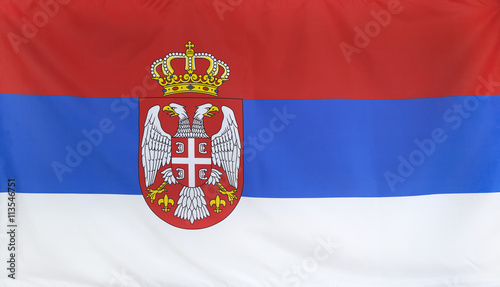 Serbia Flag real fabric seamless close up