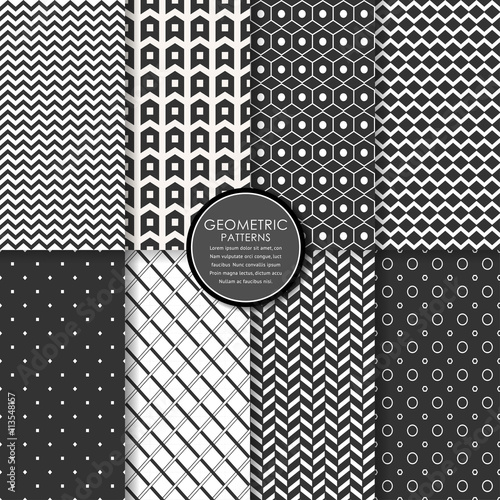 Black & white dotted seamless patterns. Vector collection.