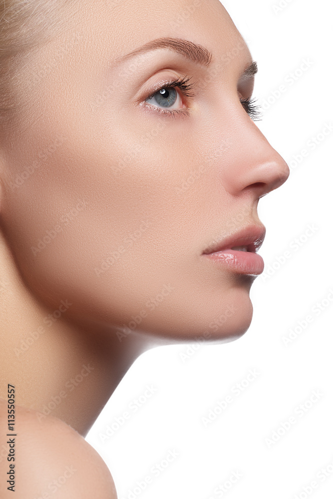 Beautiful face of young woman with clean fresh skin. Portrait of Beautiful face of young woman with clean fresh skin. Portrait of