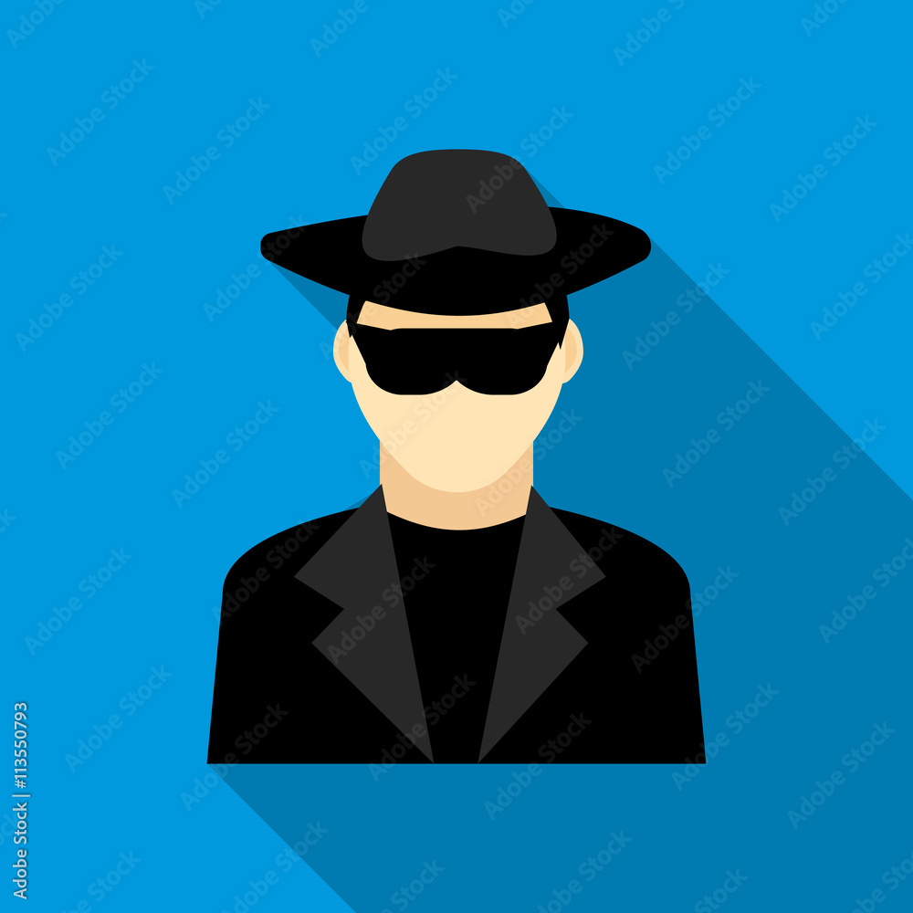 Detective icon, flat style Detective icon, flat style